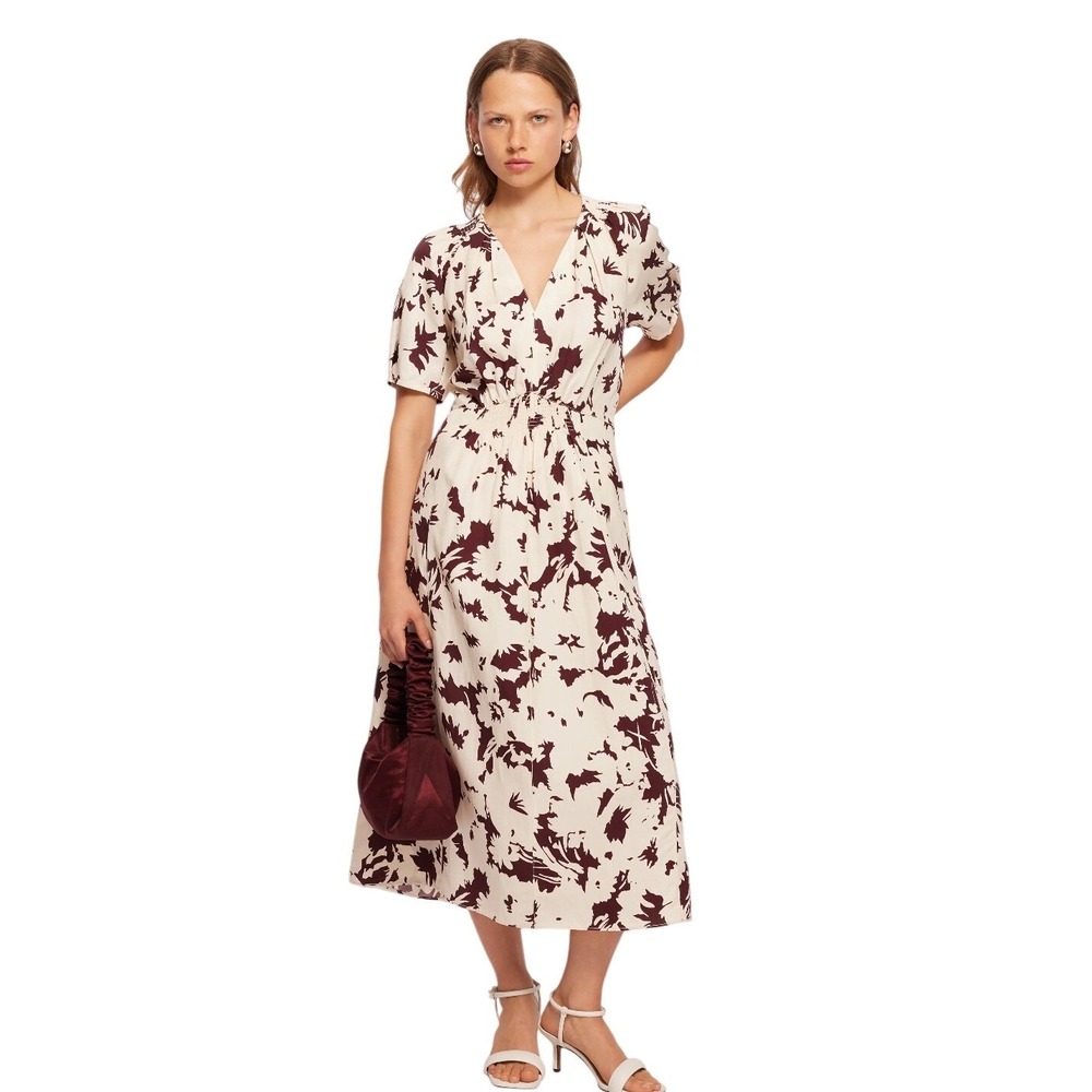 BloomChic Floral Wrap‎ Maxi Dress Cream Brown Short Sleeve Plus Size 20
